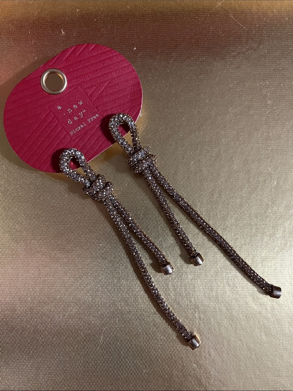 a new day Gold-Tone Rhinestone Loop Drop Earrings knot earrings